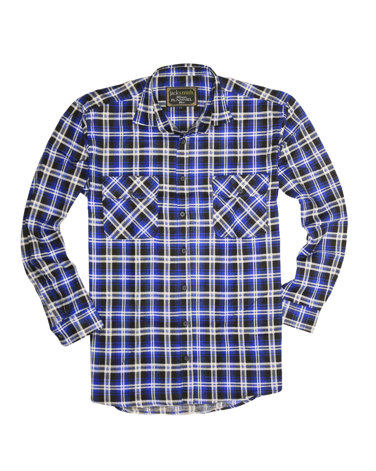 Mens 100% Cotton Flannelette Shirt Long Sleeve Check Authentic Flannel - Denim - 8XL