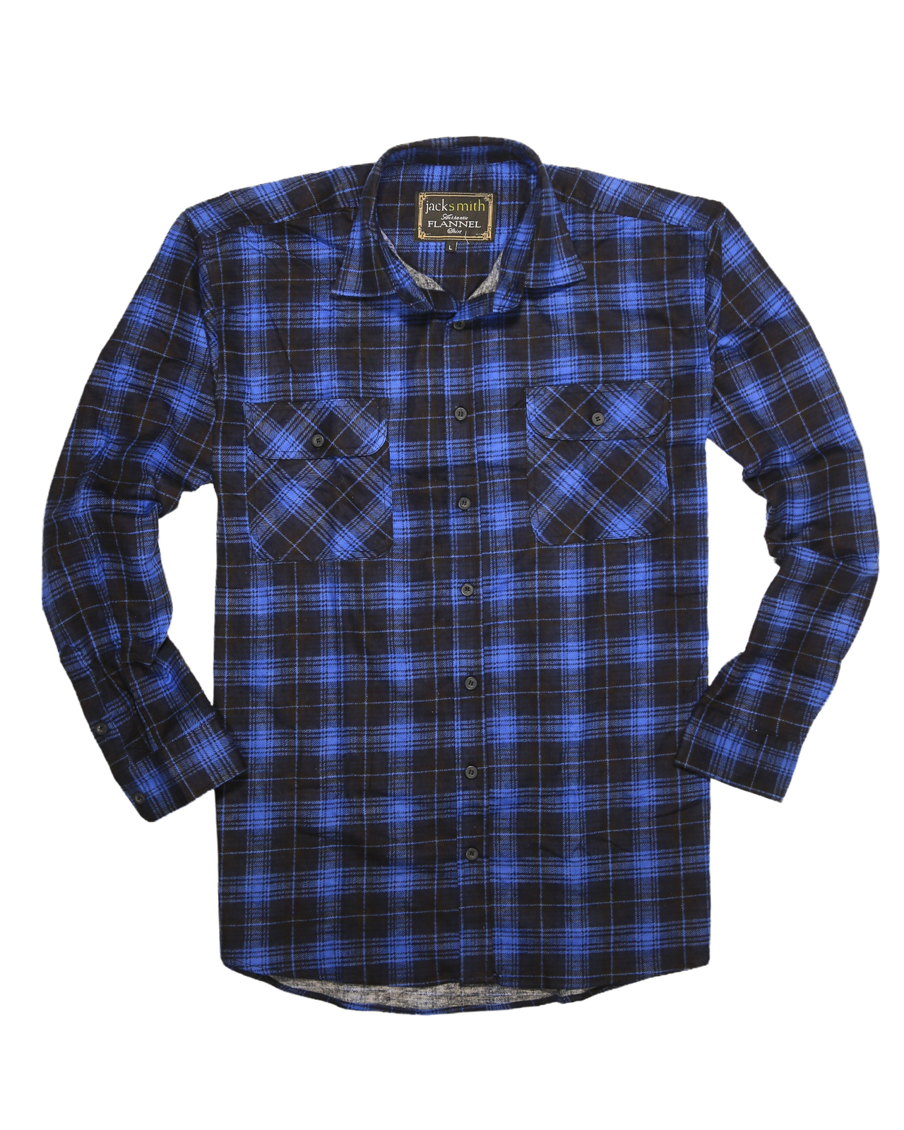 Mens 100% Cotton Flannelette Shirt Long Sleeve Check Authentic Flannel - Blue - 7XL