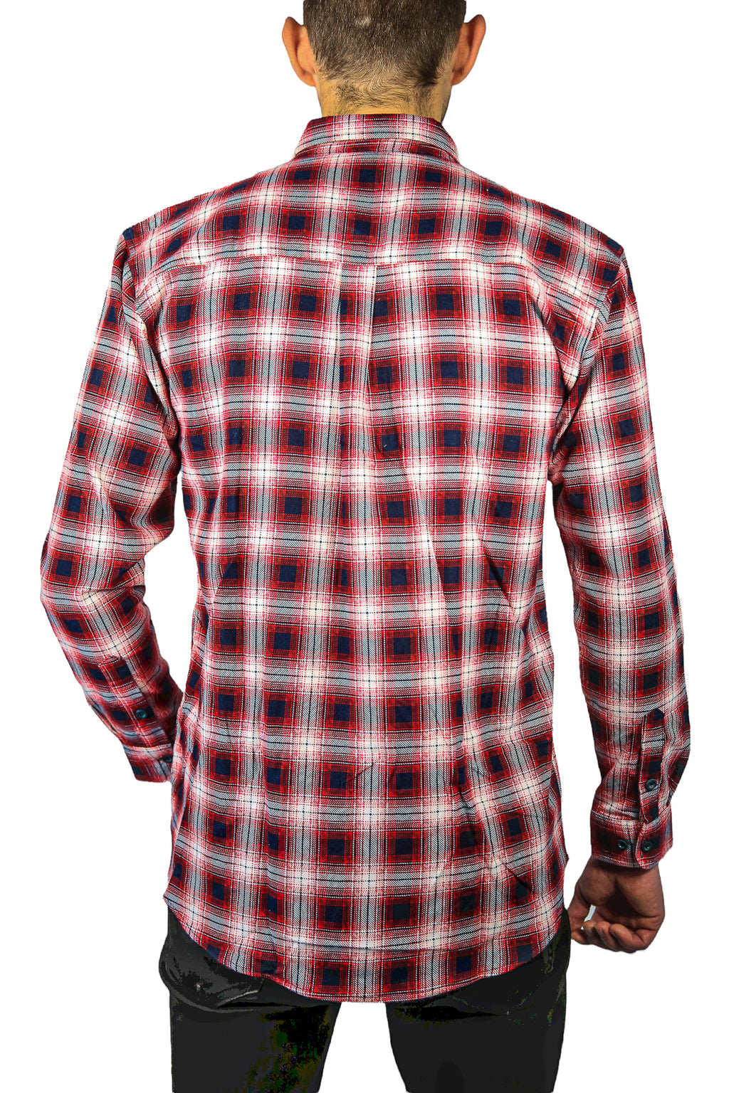 Mens 100% Cotton Flannelette Shirt Long Sleeve Check Authentic Flannel - Red/Navy - 3XL
