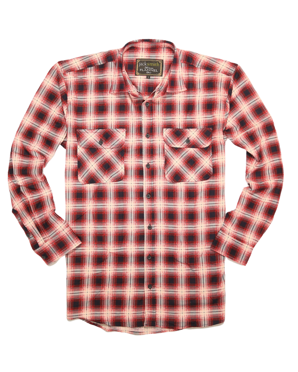 Mens 100% Cotton Flannelette Shirt Long Sleeve Check Authentic Flannel - Red/Navy - 4XL