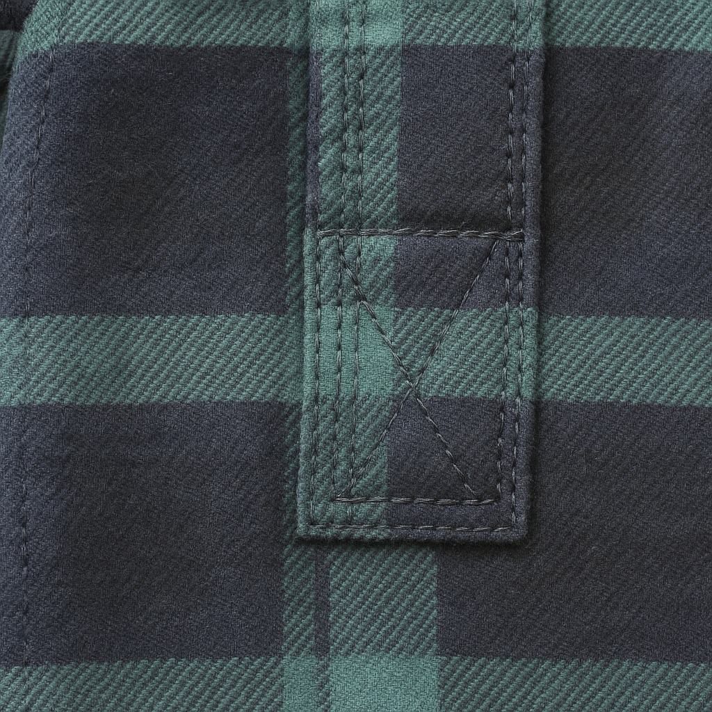 Mens Flannelette Long Sleeve Pullover Shirt 100% Cotton Flannel - Half Placket - Green/Navy - 5XL