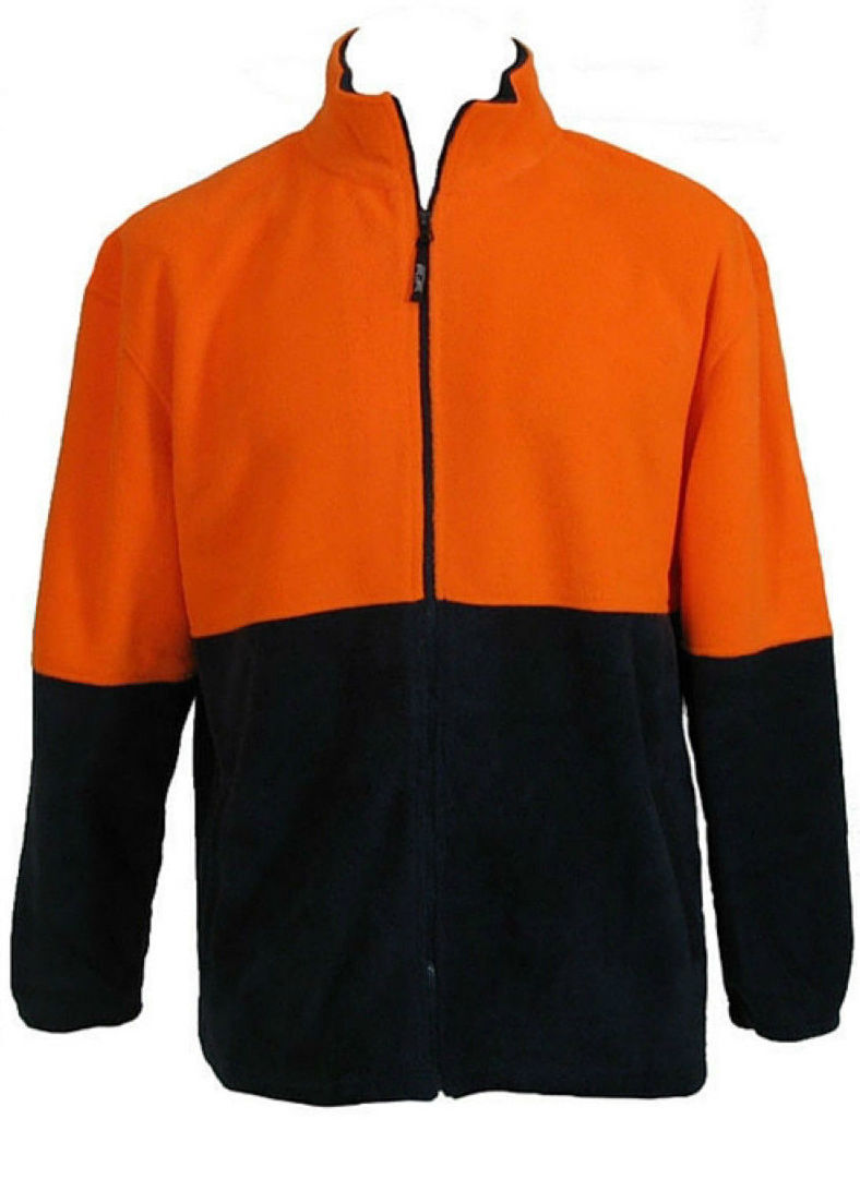 HI VIS POLAR FLEECE Jumper Full Zip Safety Workwear Fleecy Jacket Unisex - Orange - 4XL