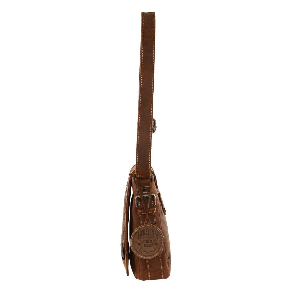 Jack's Inn Premium Blackthorne Crazy Horse Leather Crossbody Bag Vintage in Cognac