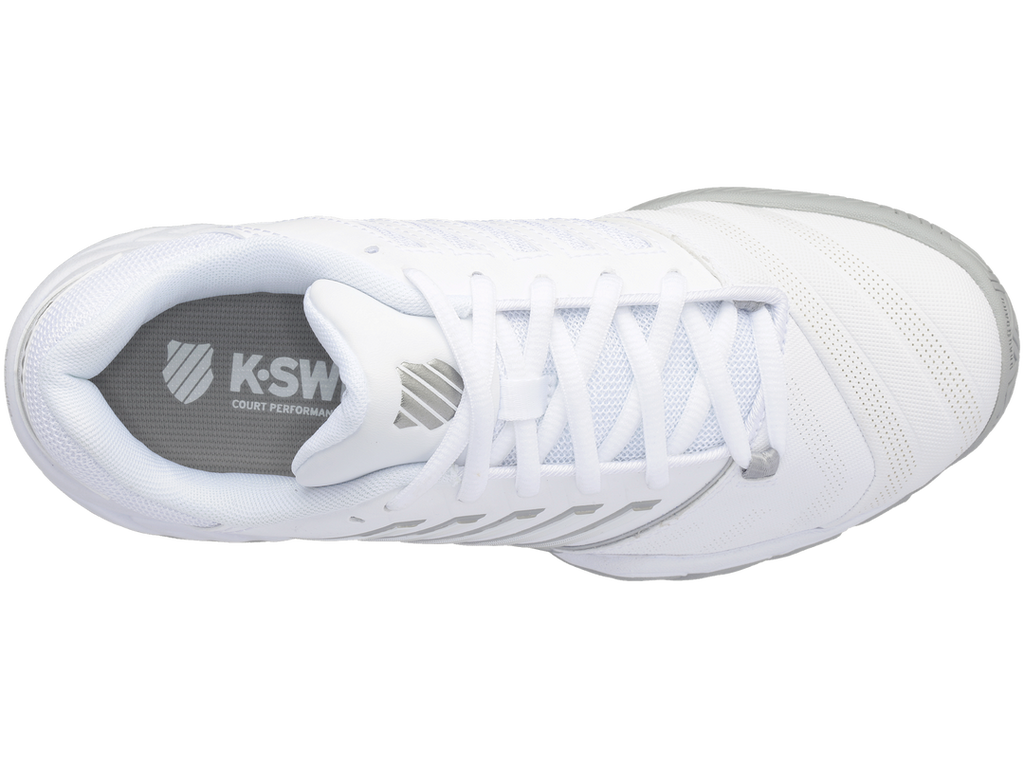 K-Swiss Womens Bigshot 4 AC Tennis Shoes - White/Silver - US 8.5