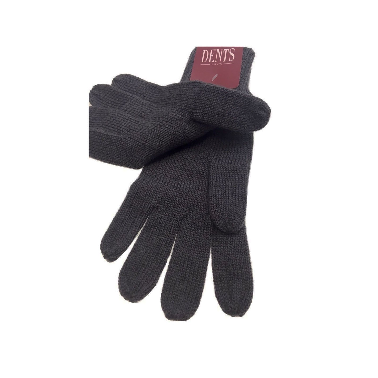 100% PURE WOOL GLOVES Winter Snow Ski Plain Knit Knitted Warm Plain - Charcoal