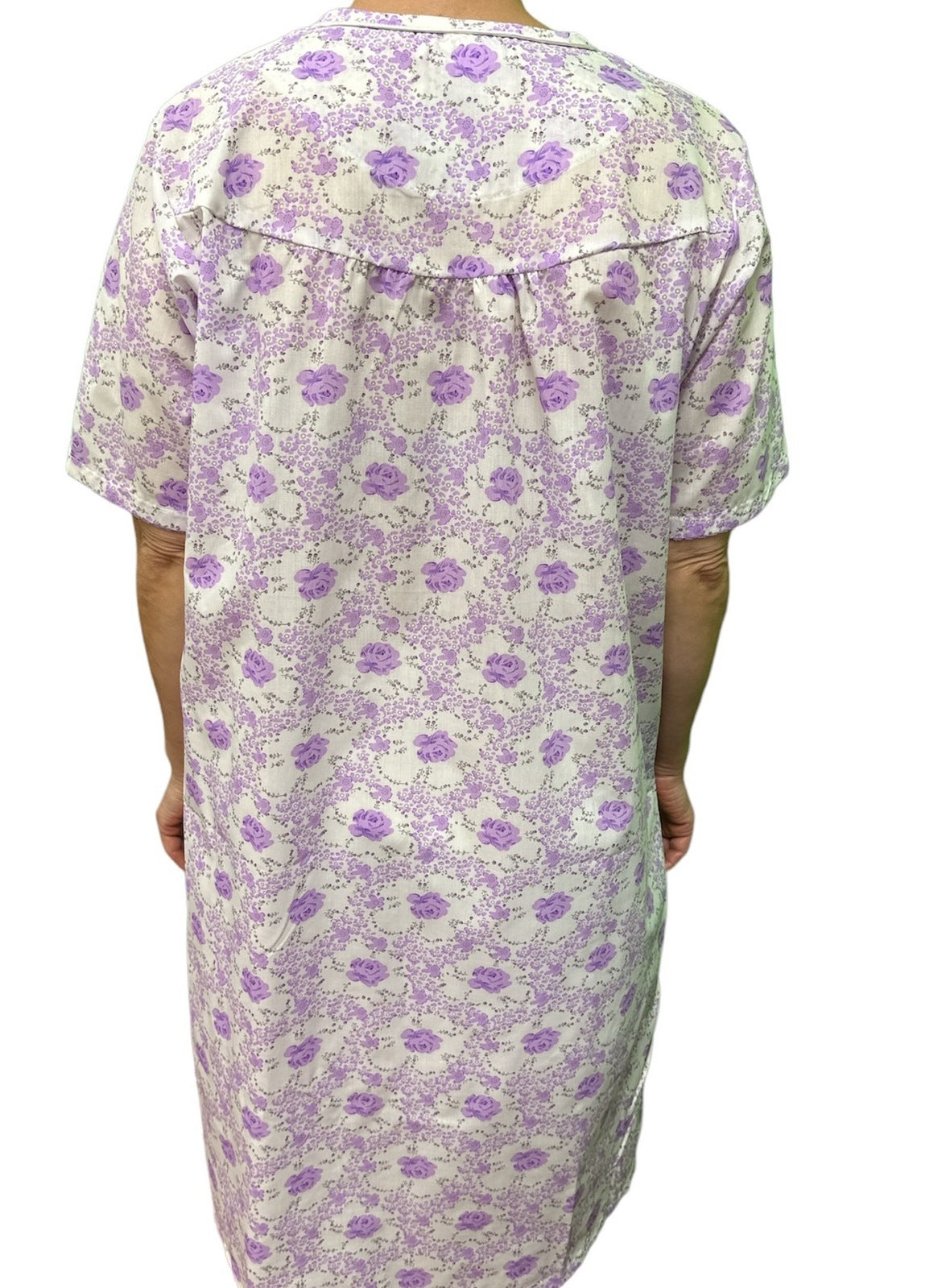 Womens 100% Cotton Short Sleeve Nightie Gown Night Sleepwear Pyjamas PJ Pajamas - Lilac - 14