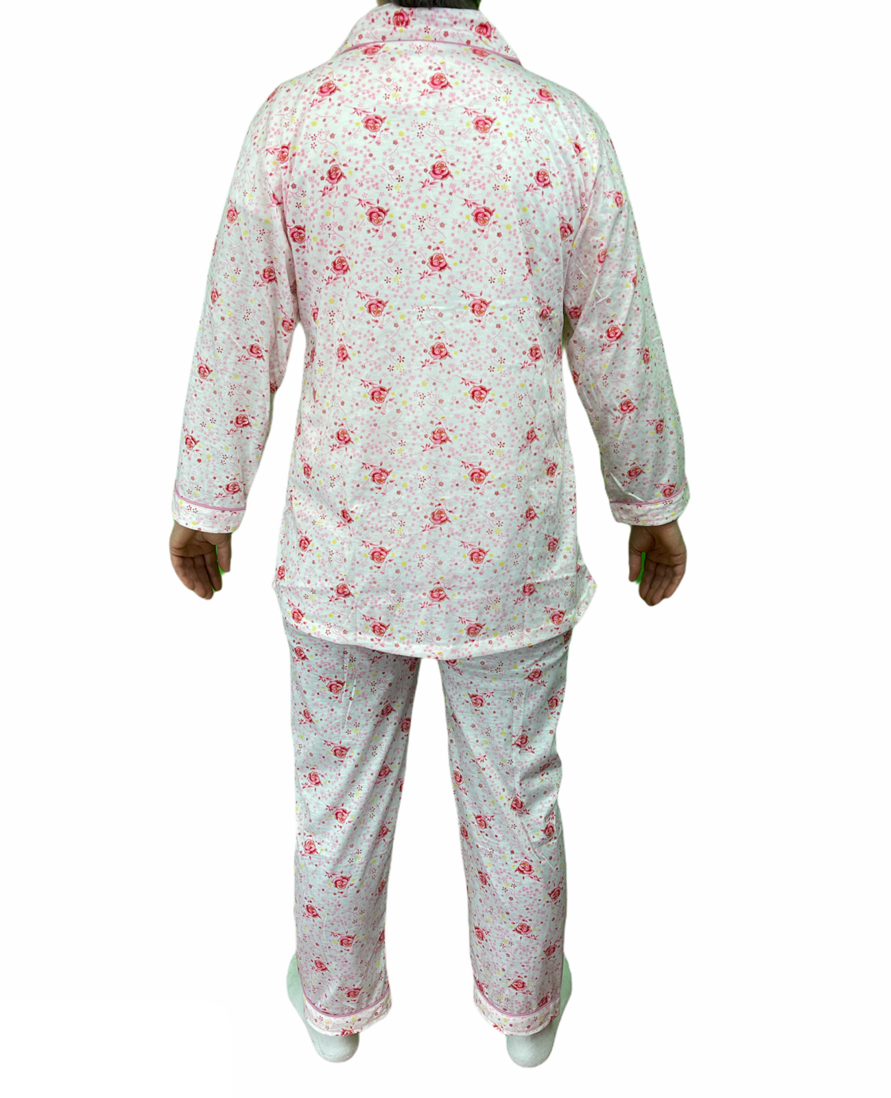 Womens PYJAMAS PJs Set Pajamas Ladies Cotton PJ Womens Long Sleeve Sleepwear - Pink - 22