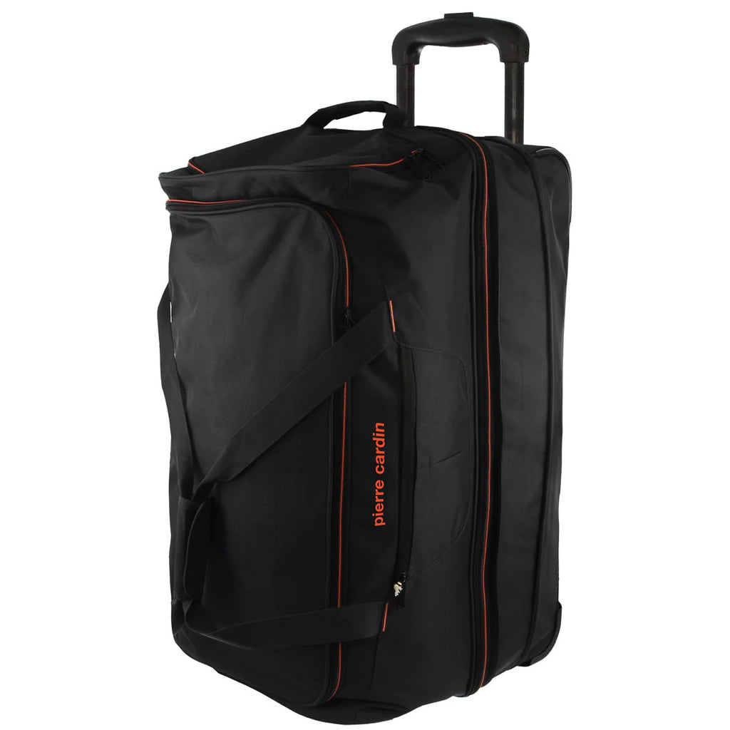 140L Pierre Cardin Trolley Bag Medium Soft Travel Luggage Wheeled Duffle - Black