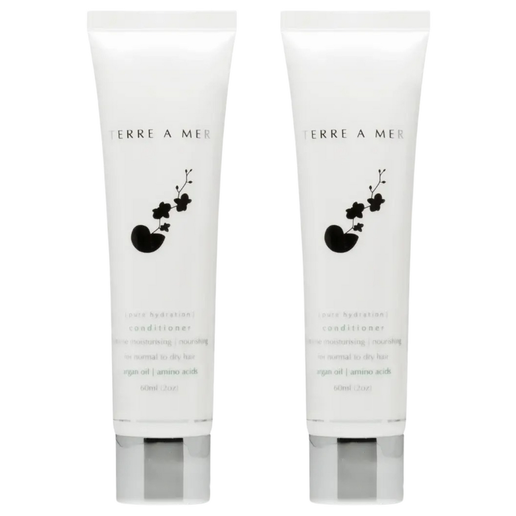 2x Terre A Mer Pure Hydration Amino Acid/Argan Conditioner - 60ml Travel Size
