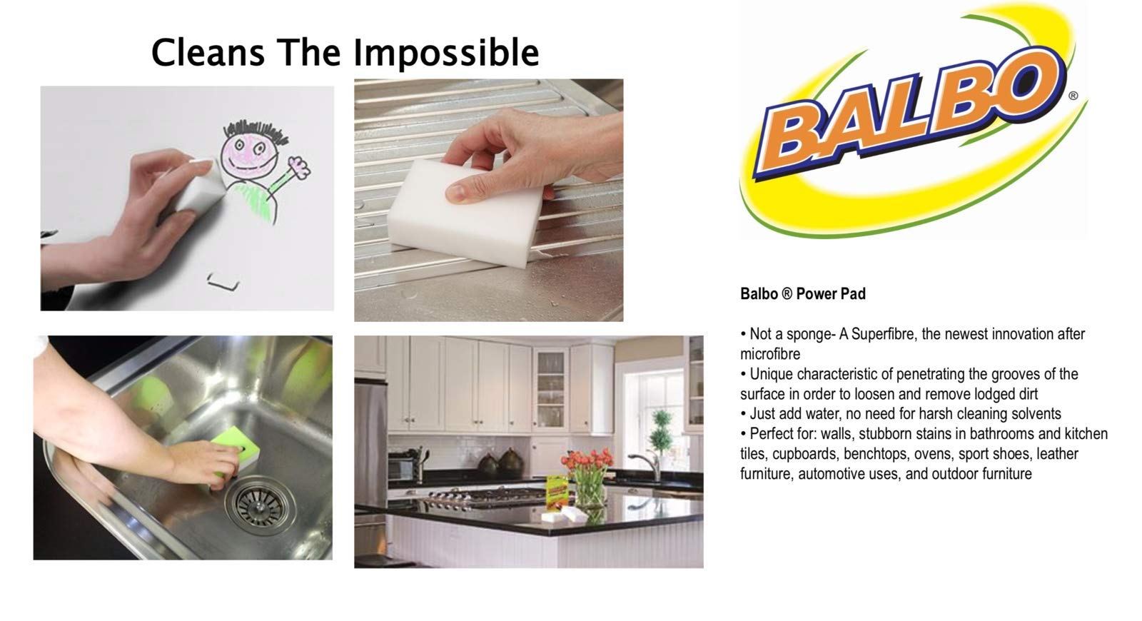 Pack of 2 BALBO Power Pad Cleaning Pad Eraser Magic Cleaning Tool Sponge