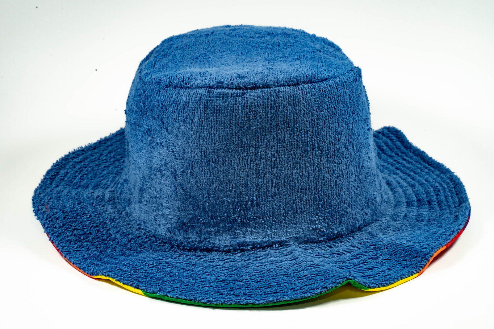Rainbow Terry Towelling Bucket Hat Gay Lesbian Mardi Gras Party Cap LGBT - Reversible - Medium (57cm)