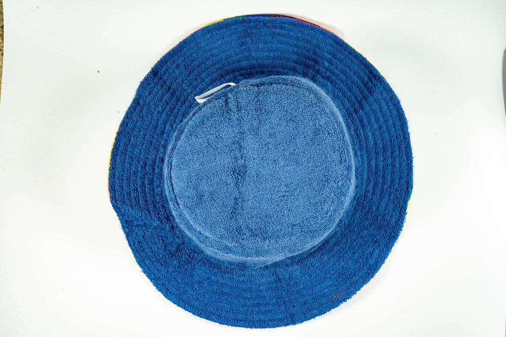 Rainbow Terry Towelling Bucket Hat Gay Lesbian Mardi Gras Party Cap LGBT - Reversible - XX-Large (63cm)