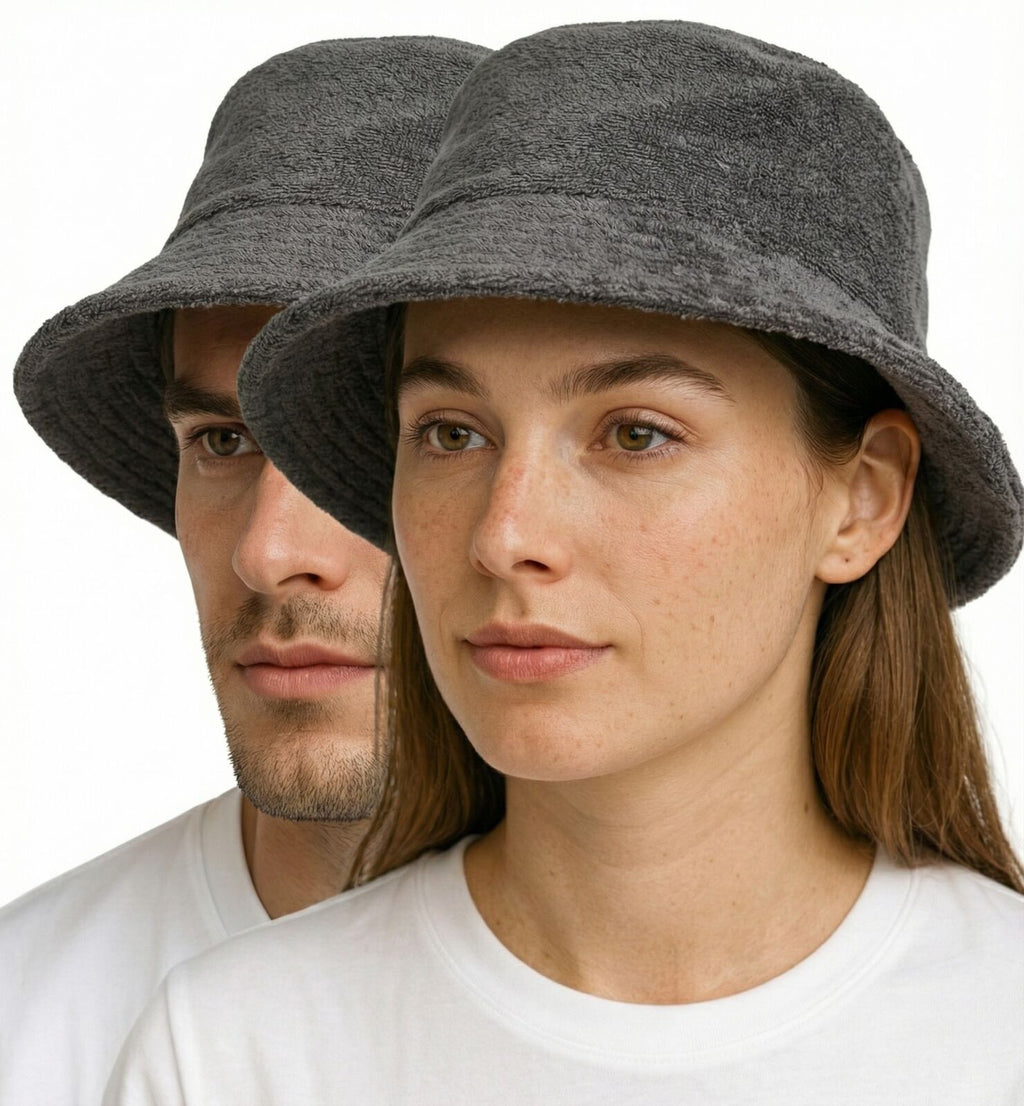 Stingy Brim Terry Towelling Bucket Hat Daggy Fishing Camping Lad Cap 100% COTTON - Grey  - L/XL