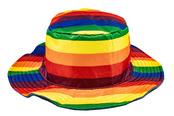 Reversible Stingy Brim Terry Towelling Bucket Hat Cap 100% COTTON - Rainbow/Blue - L/XL (58-59cm)