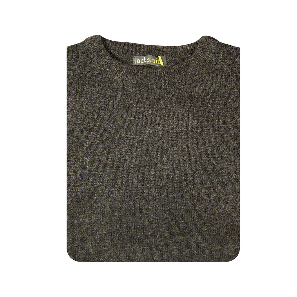 Mens 100% Shetland Ragg Wool Round Neck Knit Jumper Pullover Crew Sweater - Charcoal (29) - 3XL