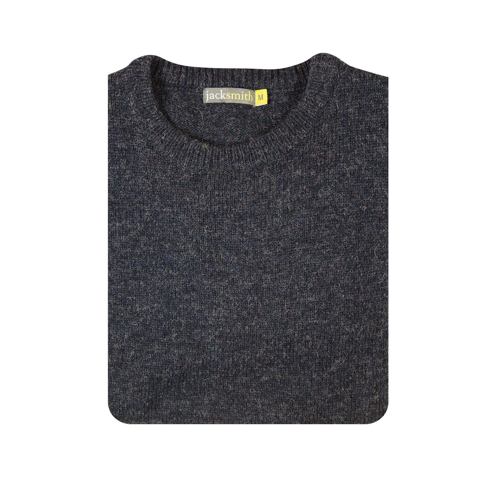 100% SHETLAND RAGG WOOL CREW Round Neck Knit JUMPER Pullover Mens Sweater Knitted - Navy - M