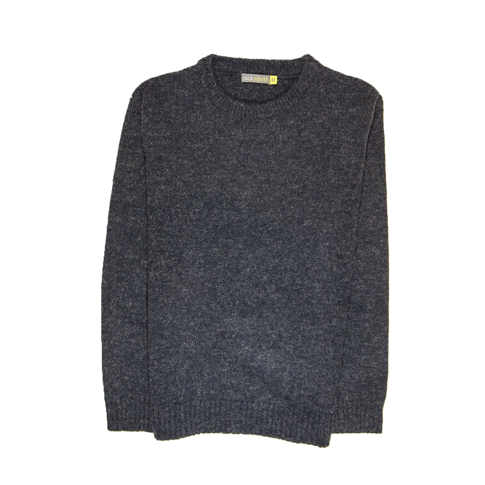 100% SHETLAND RAGG WOOL CREW Round Neck Knit JUMPER Pullover Mens Sweater Knitted - Navy - S