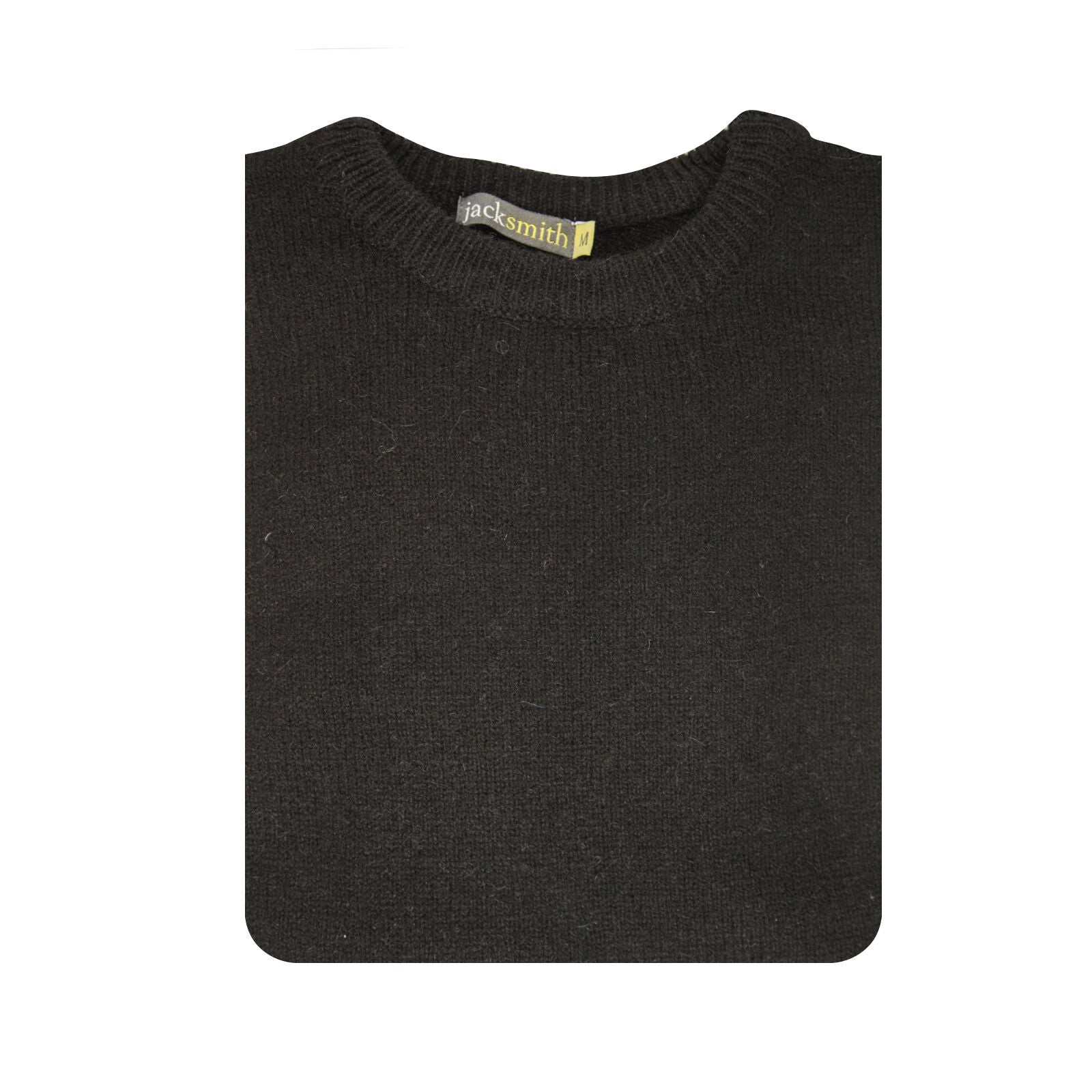 100% SHETLAND RAGG WOOL CREW Round Neck Knit JUMPER Pullover Mens Sweater Knitted - Plain Black - 6XL