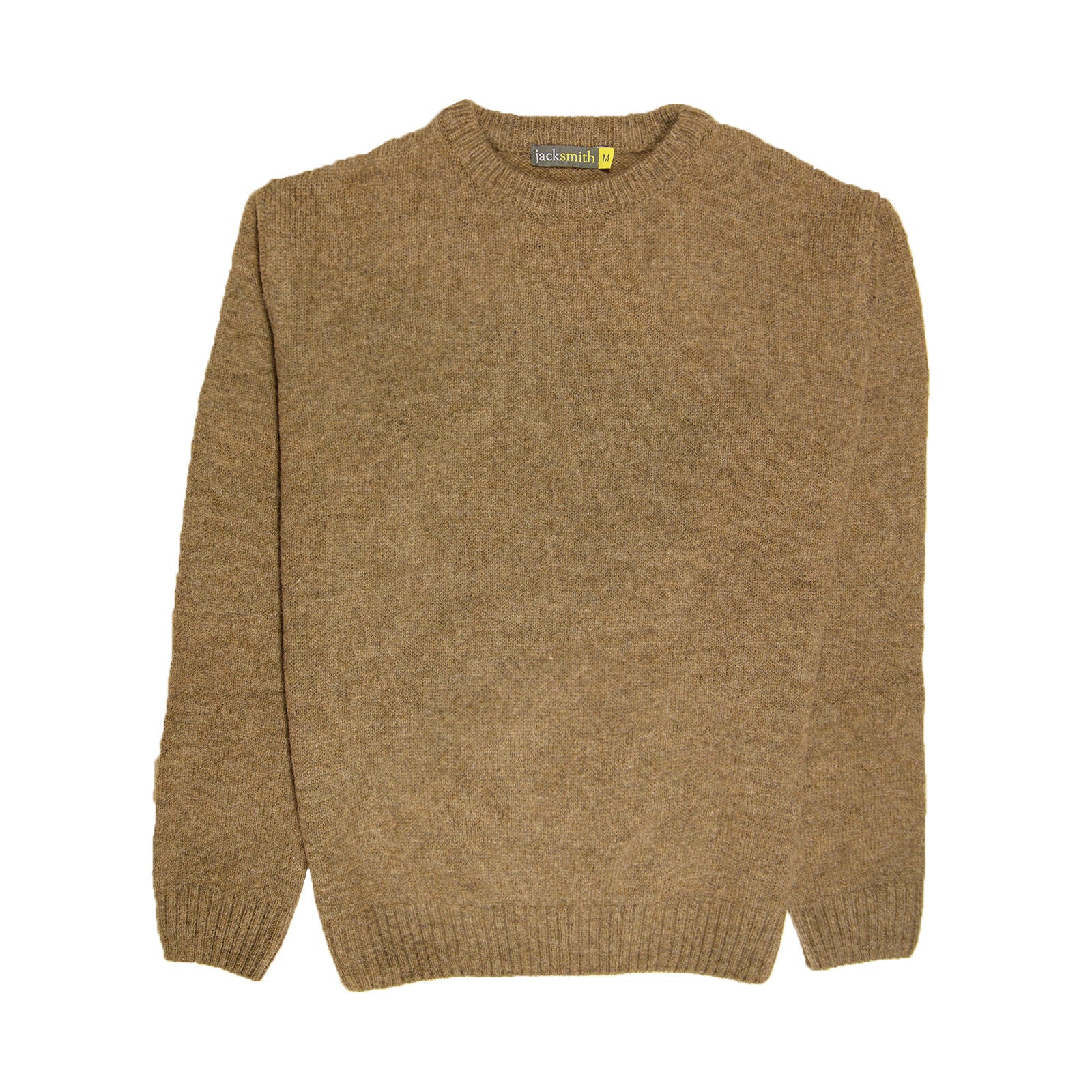 100% SHETLAND RAGG WOOL CREW Round Neck Knit JUMPER Pullover Mens Sweater Knitted - Nutmeg - 5XL