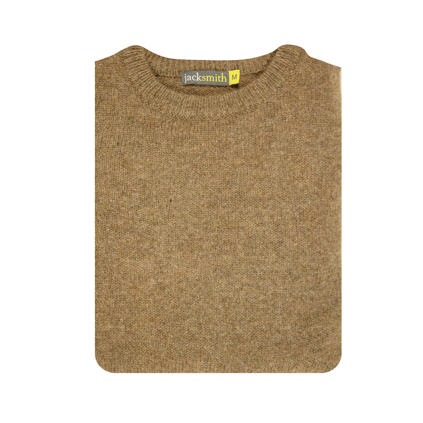 100% SHETLAND RAGG WOOL CREW Round Neck Knit JUMPER Pullover Mens Sweater Knitted - Nutmeg - S
