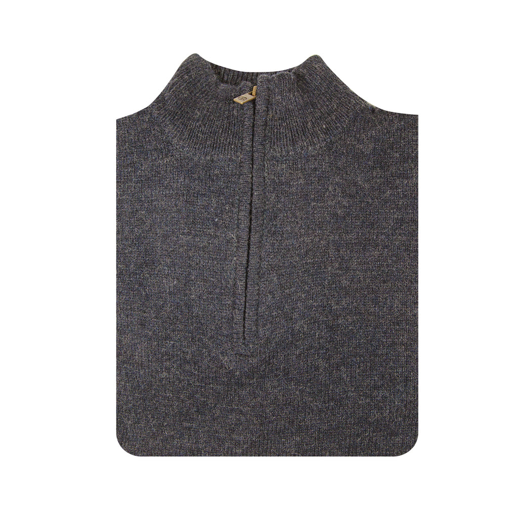 100% SHETLAND RAGG WOOL Half Zip Up Knit JUMPER Pullover Mens Sweater Knitted - Denim Blue (45) - 3XL - XXL