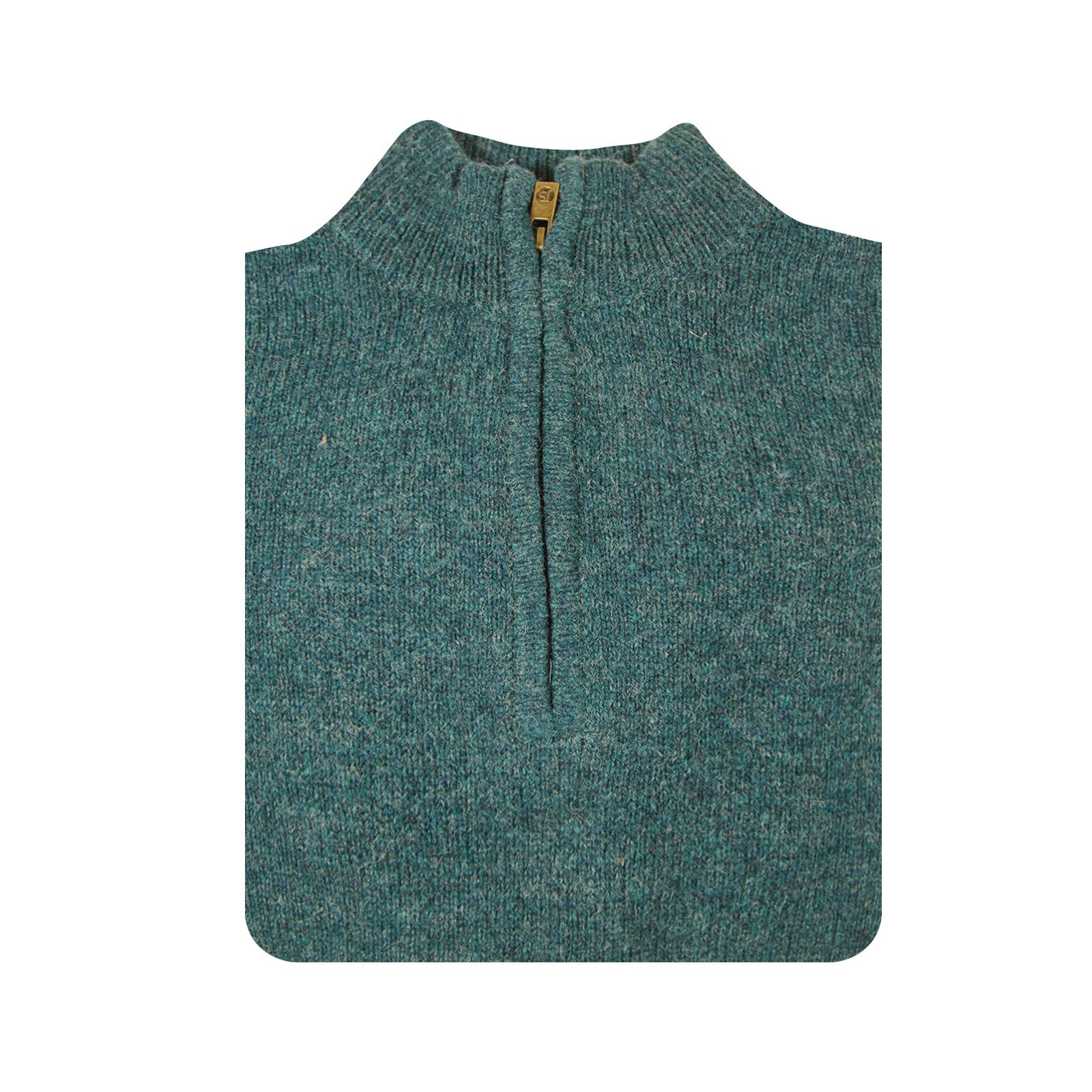 100% SHETLAND RAGG WOOL Half Zip Up Knit JUMPER Pullover Mens Sweater Knitted - Sherwood - 6XL