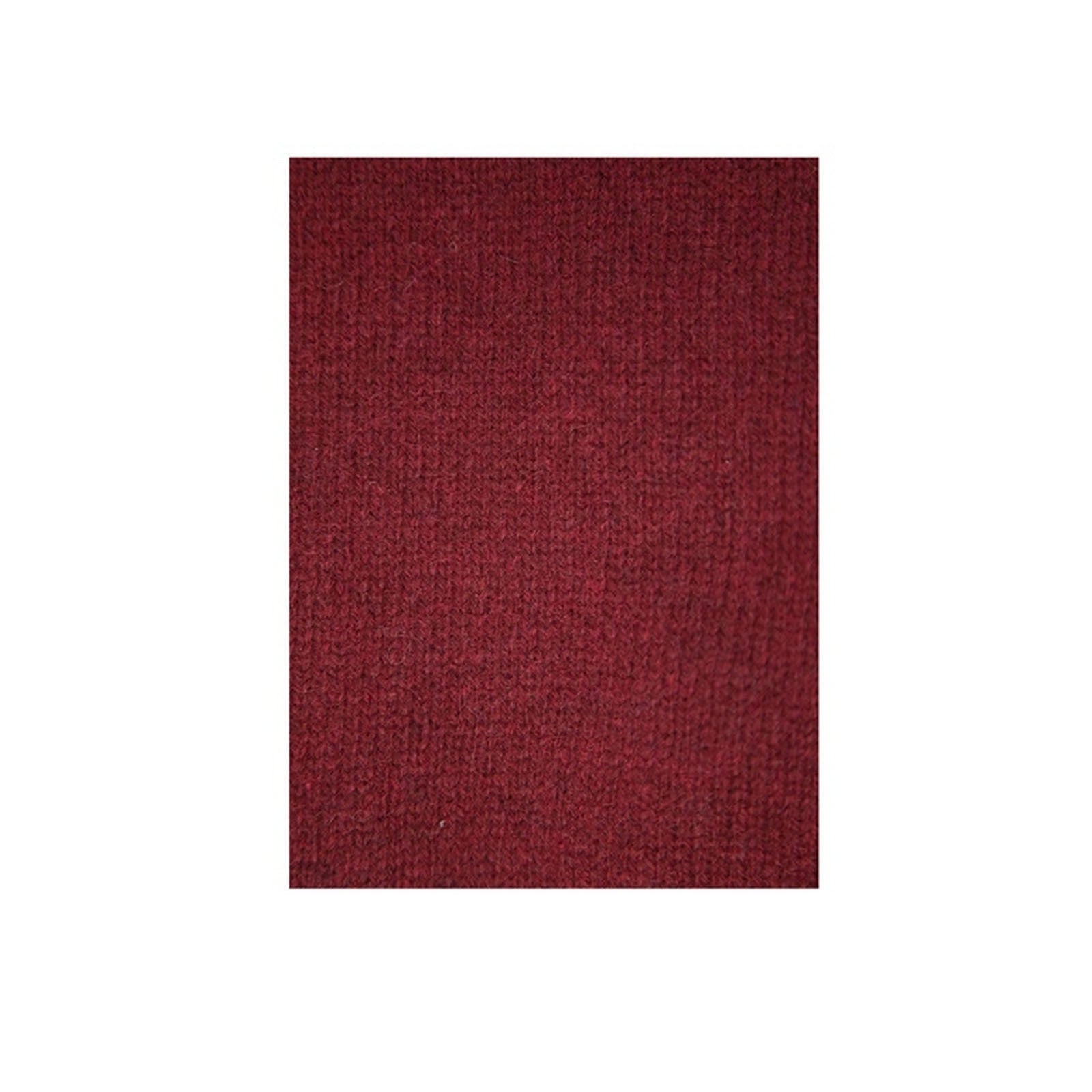 100% Shetland Ragg Wool V Neck Knit Jumper Pullover Mens Sweater Knitted - Burgundy - L
