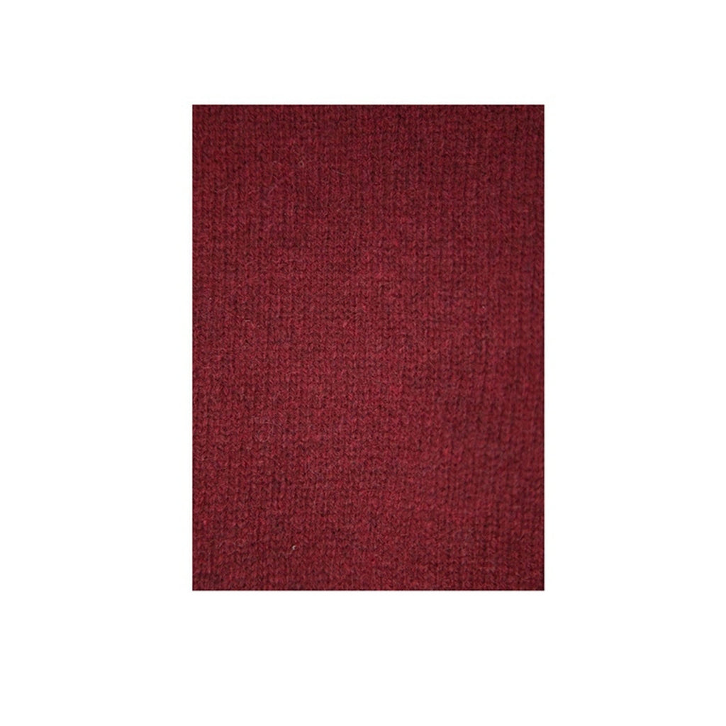 100% Shetland Ragg Wool V Neck Knit Jumper Pullover Mens Sweater Knitted - Burgundy - M