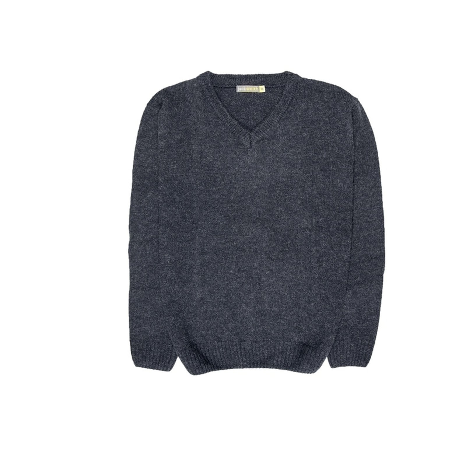 100% Shetland Ragg Wool V Neck Knit Jumper Pullover Mens Sweater Knitted - Navy - 4XL