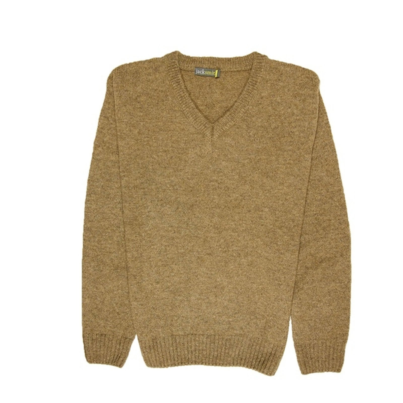 100% Shetland Ragg Wool V Neck Knit Jumper Pullover Mens Sweater Knitted - Nutmeg - 5XL