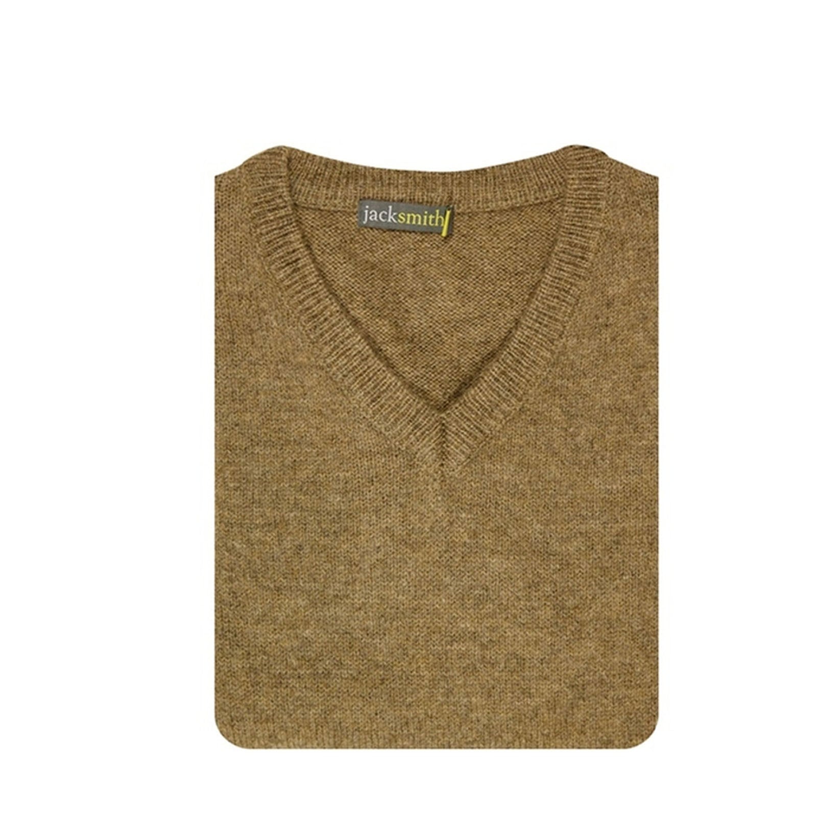 100% Shetland Ragg Wool V Neck Knit Jumper Pullover Mens Sweater Knitted - Nutmeg - M