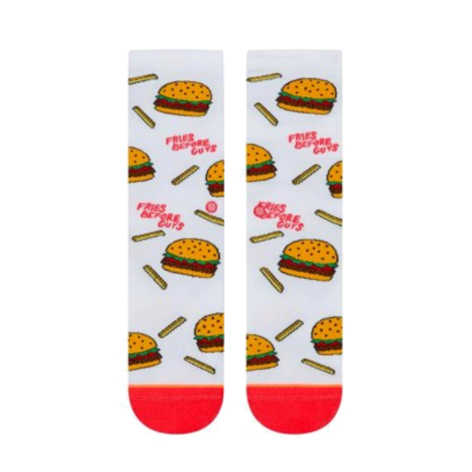 Stance ""Fries Before Guys"" Burger & Fries Crew Socks – Fun Food Print - M