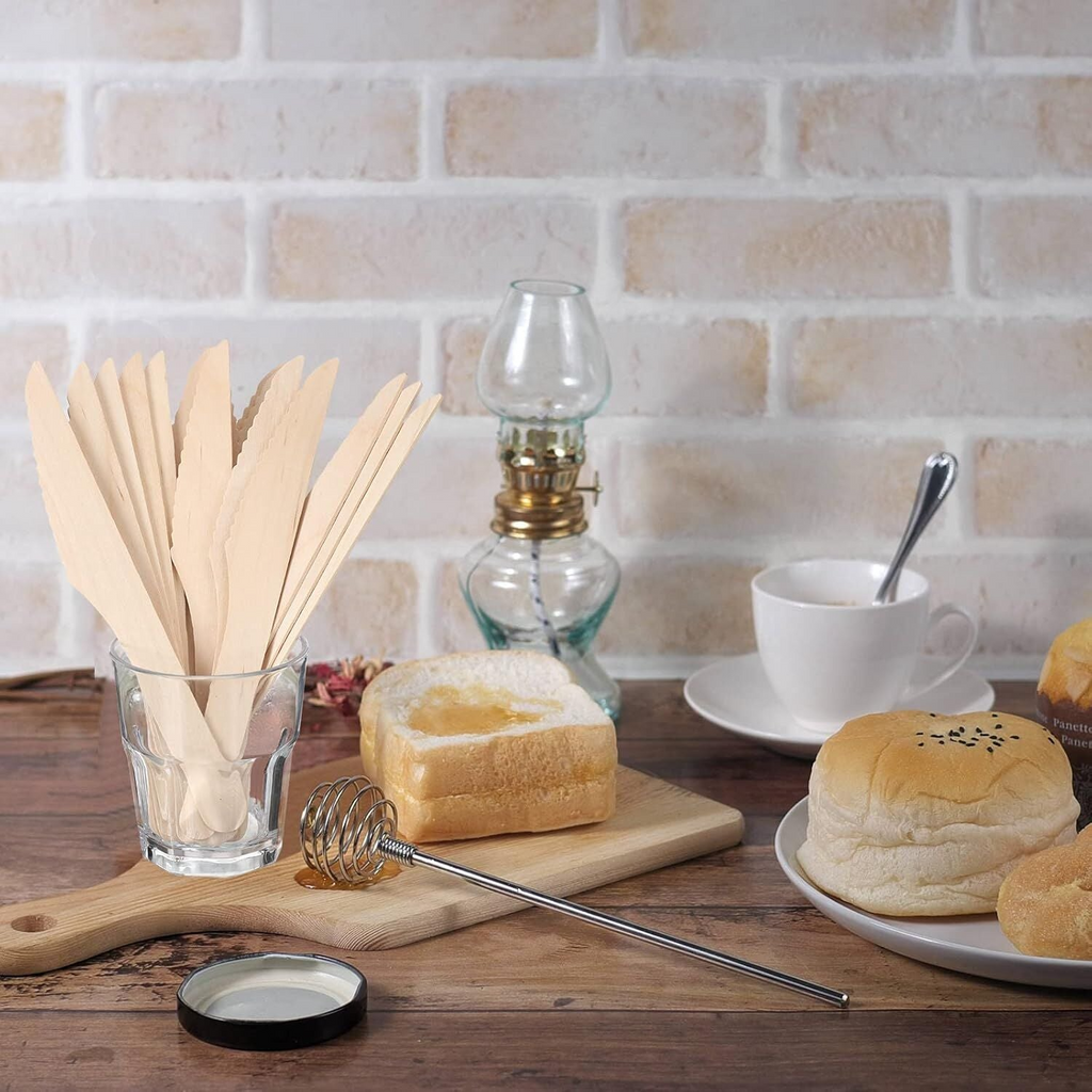 1800pcs 16.5cm Disposable Wooden Knives - Eco Friendly Cutlery - Extra Strong (Bulk)