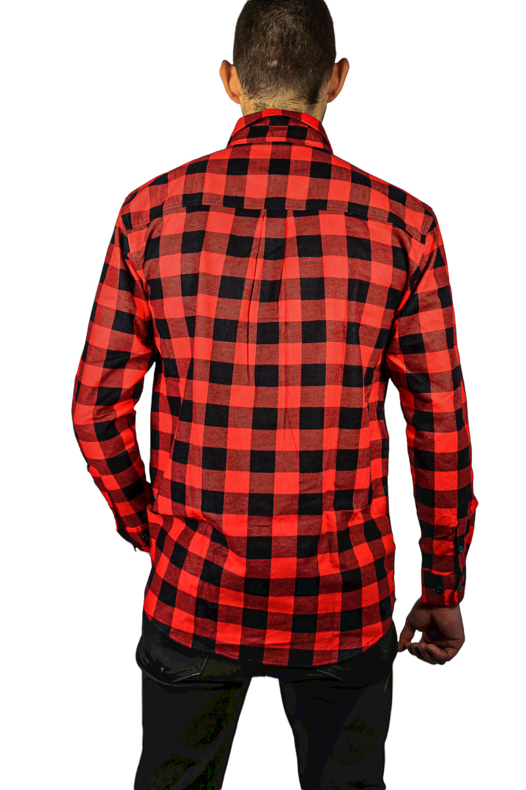 Jacksmith Quilted Flannelette Shirt Mens Jacket 100% Cotton Padded Warm Winter Flannel - Red/Black - XXL