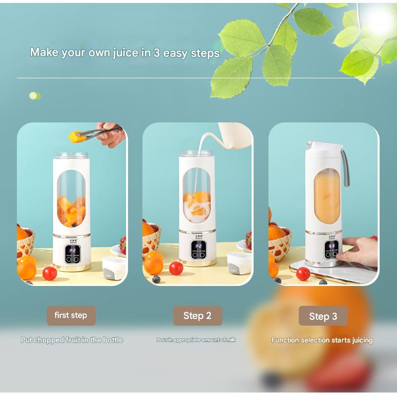 Portable Electric Juicer Blender - 450ml USB Rechargeable Smoothie Maker with 12 Blades(Green)