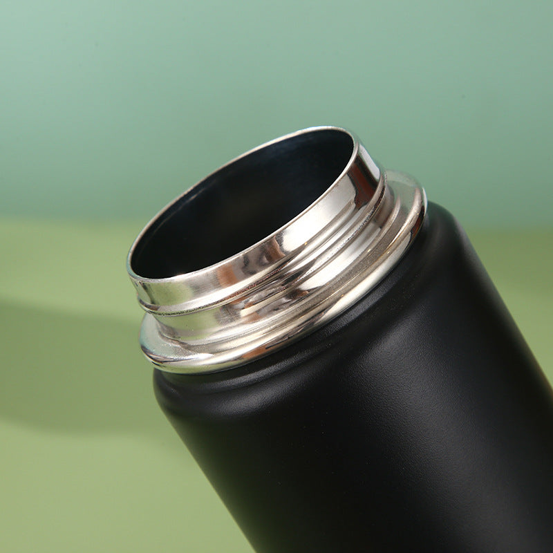 Black Portable Travel Thermos Bottle - Leakproof Stainless Steel Flask with Carry Handle (22oz - 660ml)