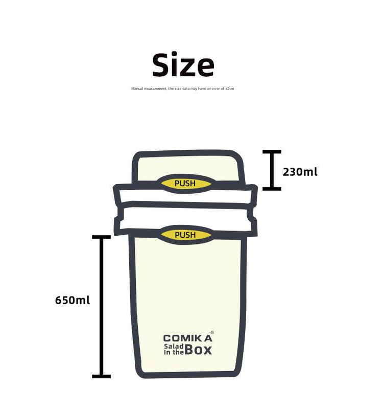 White Portable salad cup with ingredient compartment and fork and spoon - enjoy breakfast on the go