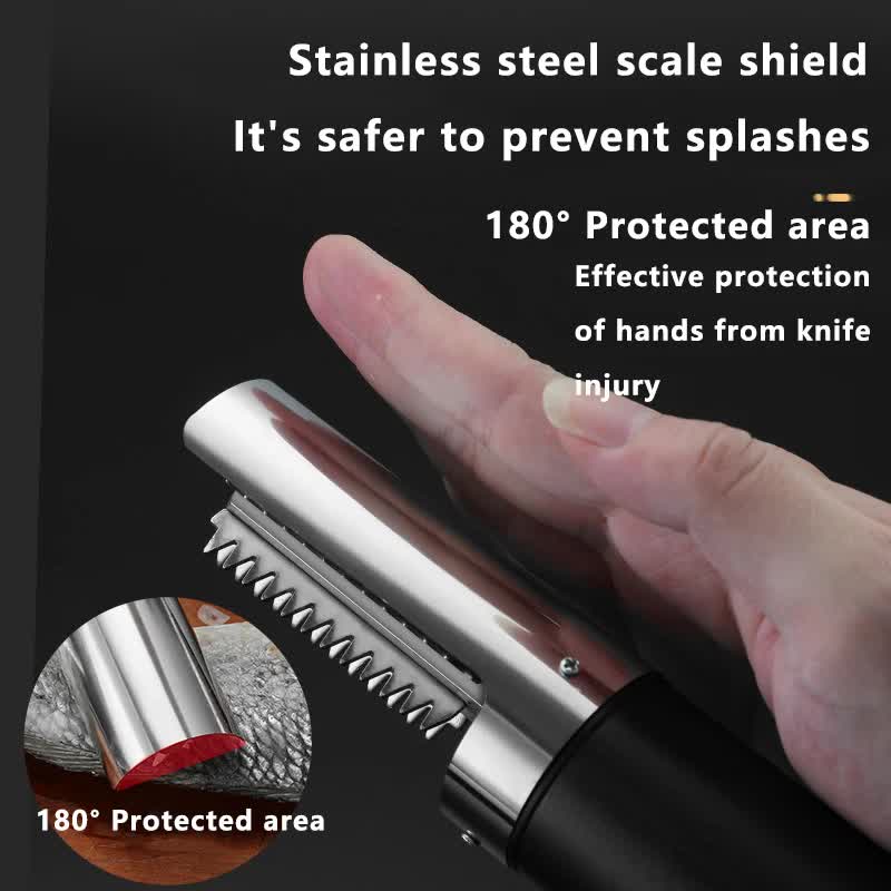 Green Cordless Electric Fish Scaler - Rechargeable 3000mAh Power, Stainless Steel Blade, Mess-Free Fish Cleaning Tool