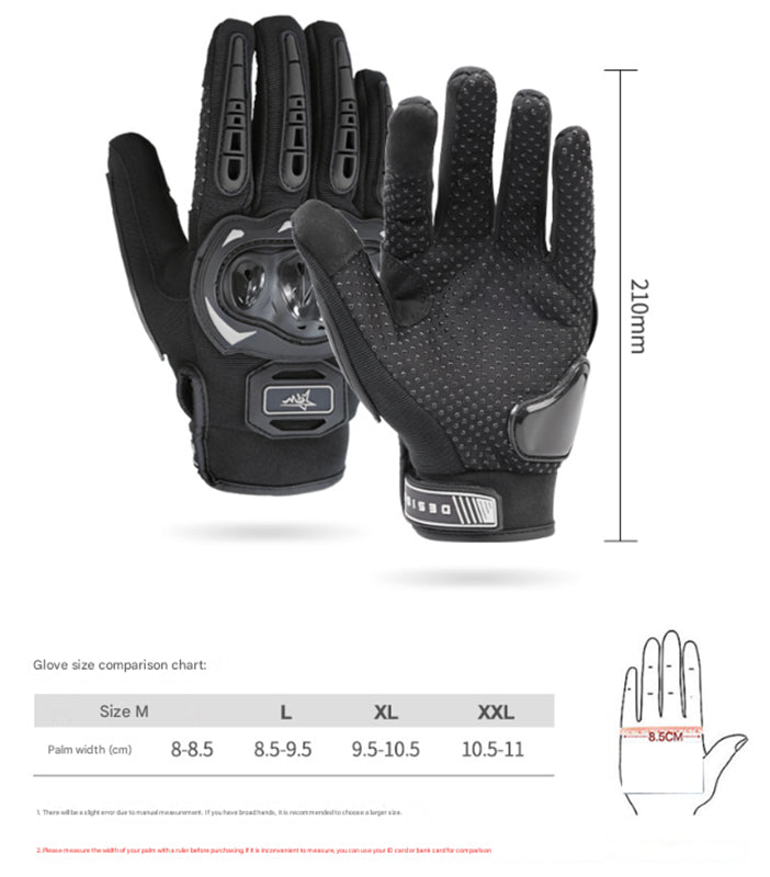 Size M Green and Black Protective Motorcycle Riding Gloves - Hard Knuckle Armour & Touchscreen Fingertips