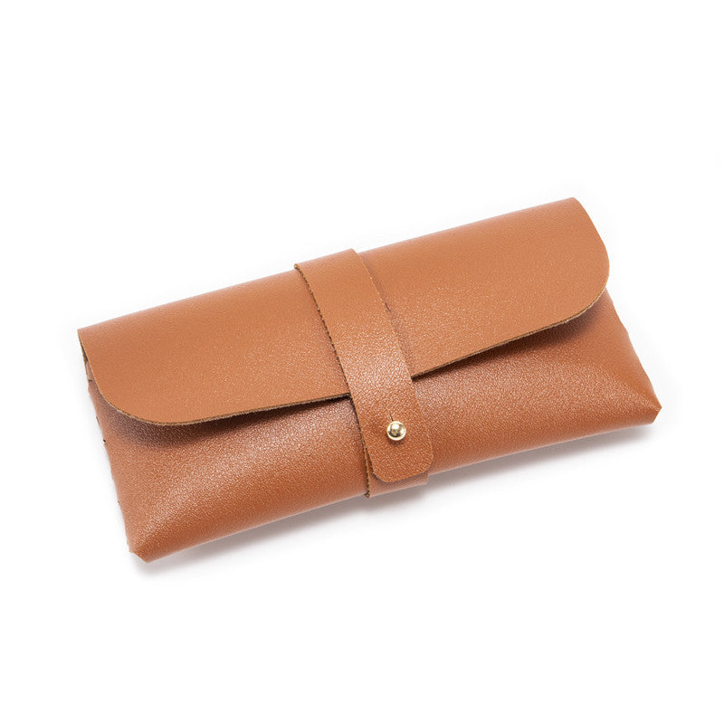 3-Piece brown Chic & Sleek PU Leather Soft Eyeglass Case - Protective Pouch for Sunglasses & Reading Glasses