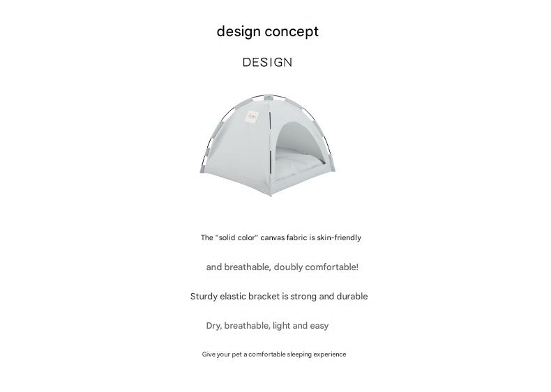 Grey Premium Portable Pet Tent Bed with Cooling Mat - Breathable Foldable Outdoor Indoor Cat Dog House Shelter for Summer(Size: L)