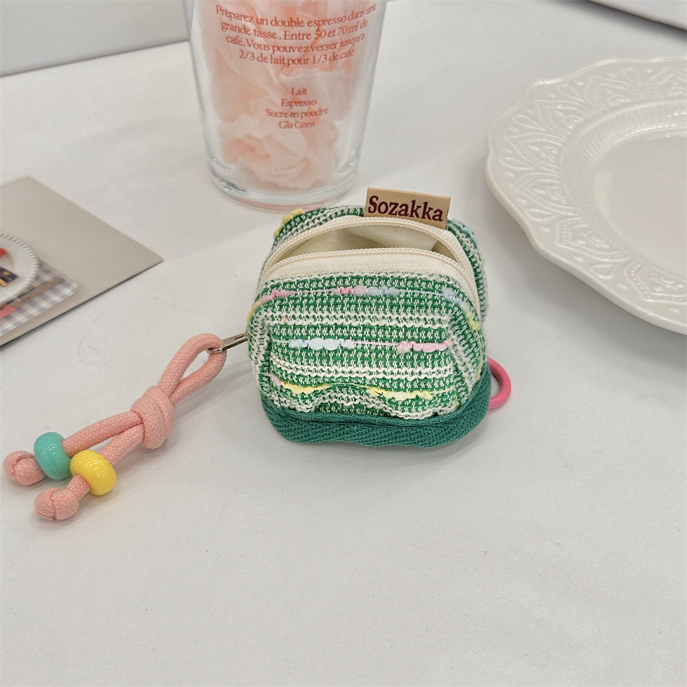 3pc Chic Woven Mini Backpack Pouch Keychain Lanyard