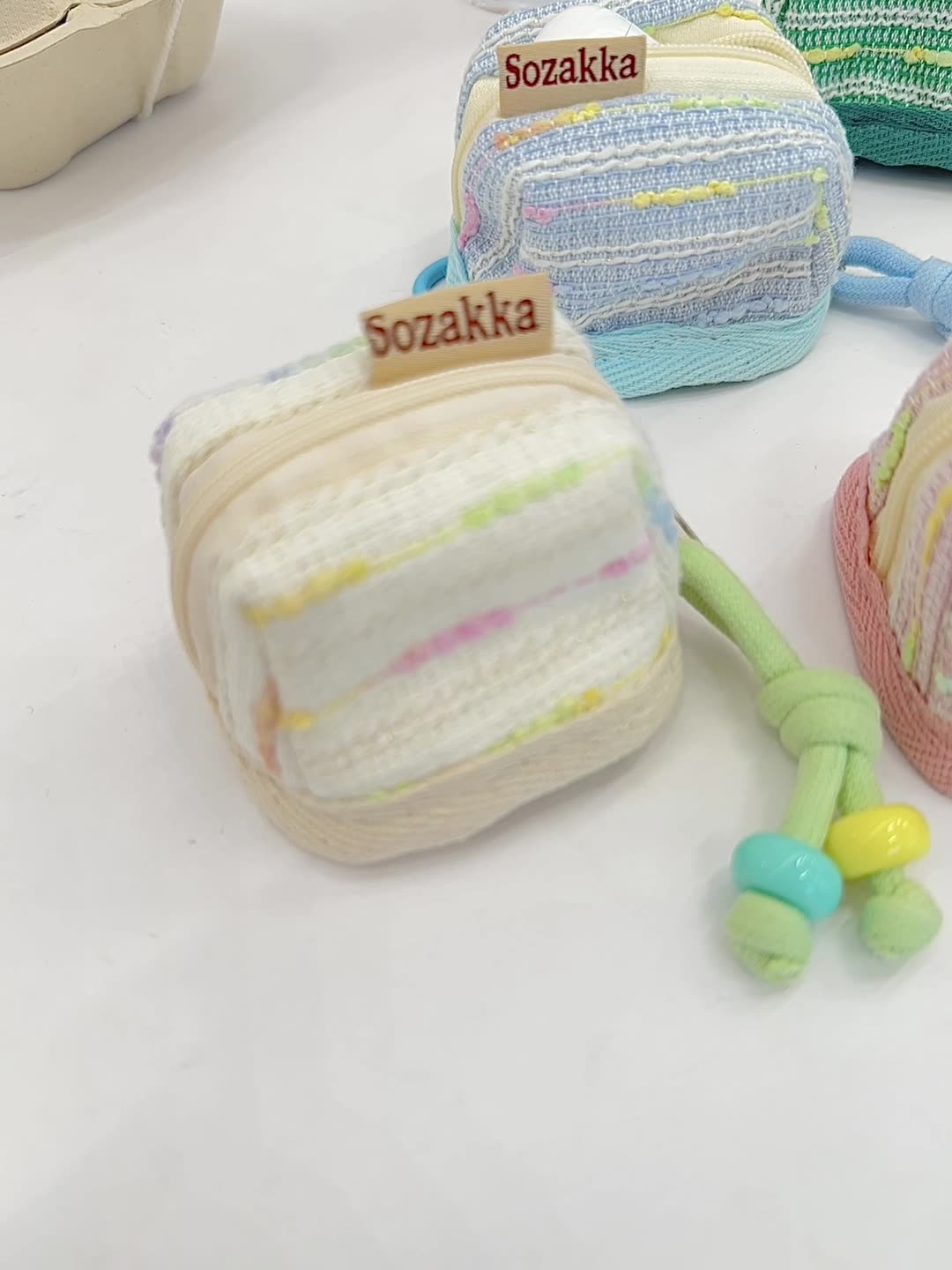 3pc Chic Woven Mini Backpack Pouch Keychain Lanyard