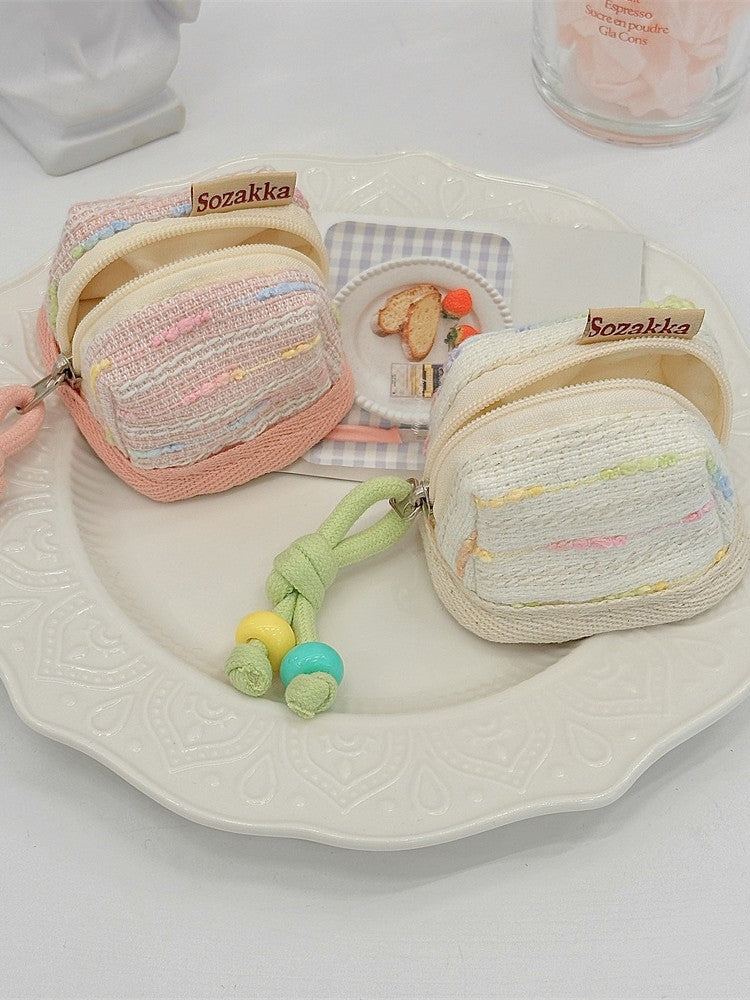 3pc Chic Woven Mini Backpack Pouch Keychain Lanyard