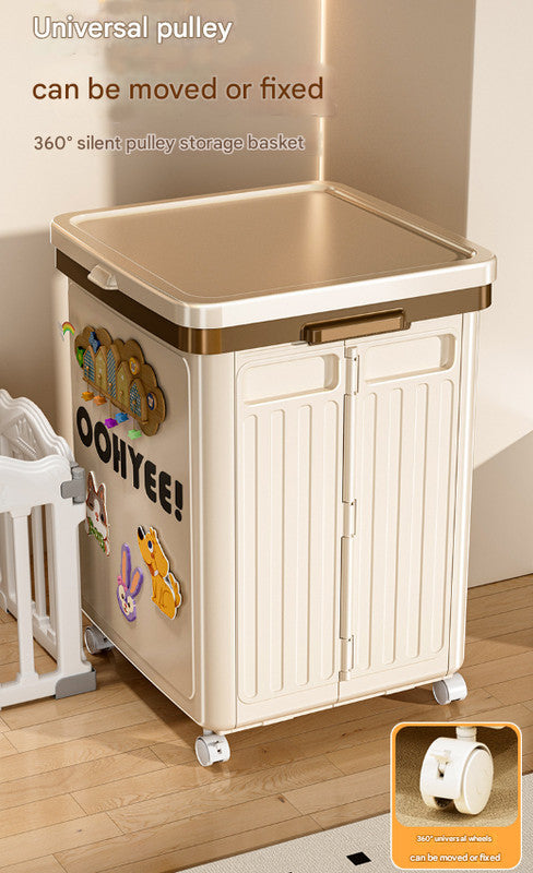 Light Green Large Foldable Storage Box with Lid and Wheels - Heavy Duty Collapsible Toy Organizer Bin