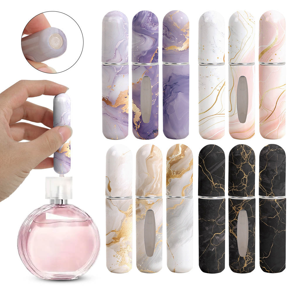 Red Chic Marble Travel Perfume Atomizer Set (3-Pack) - 5ml Leakproof Bottom-Fill Spray Bottles