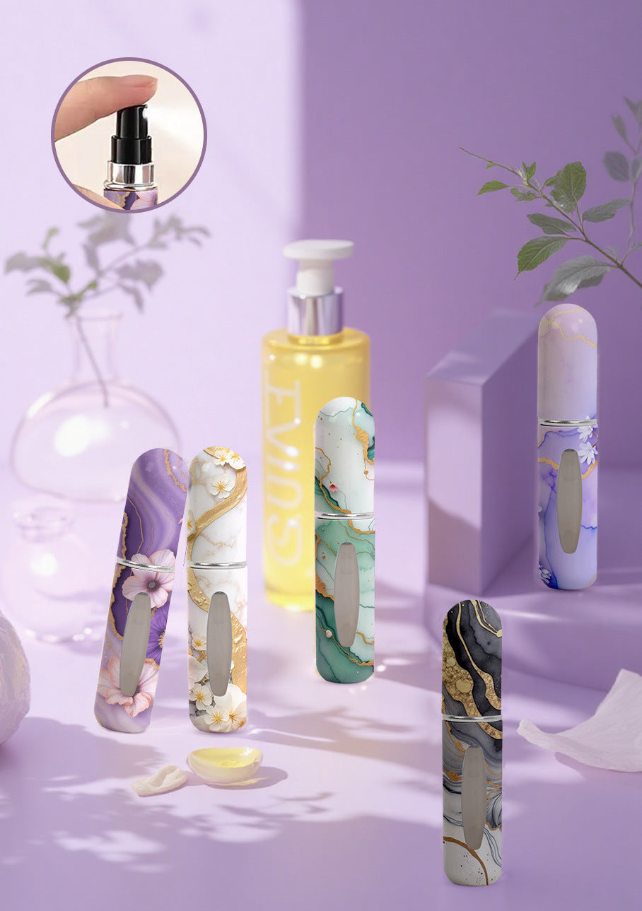 Red Chic Marble Travel Perfume Atomizer Set (3-Pack) - 5ml Leakproof Bottom-Fill Spray Bottles