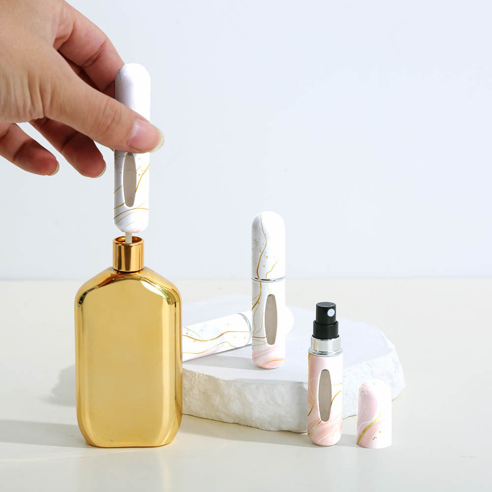 Red Chic Marble Travel Perfume Atomizer Set (3-Pack) - 5ml Leakproof Bottom-Fill Spray Bottles