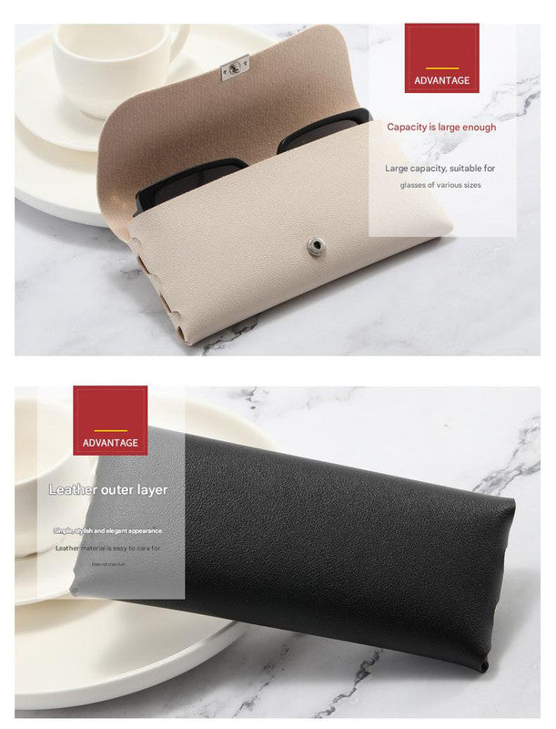Blue Sleek PU Leather Eyeglass Pouch Set (3-Pack) - Slim Protective Case for Sunglasses