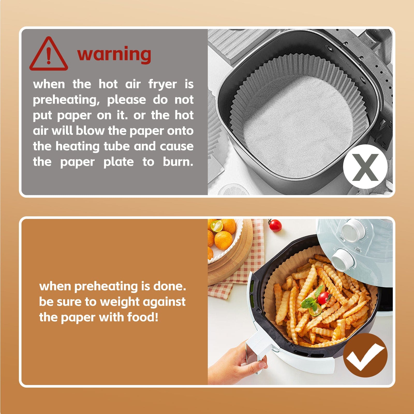 100 Pcs 16cm Round Disposable Unbleached Silicone Paper Dish Air-fryer Liner
